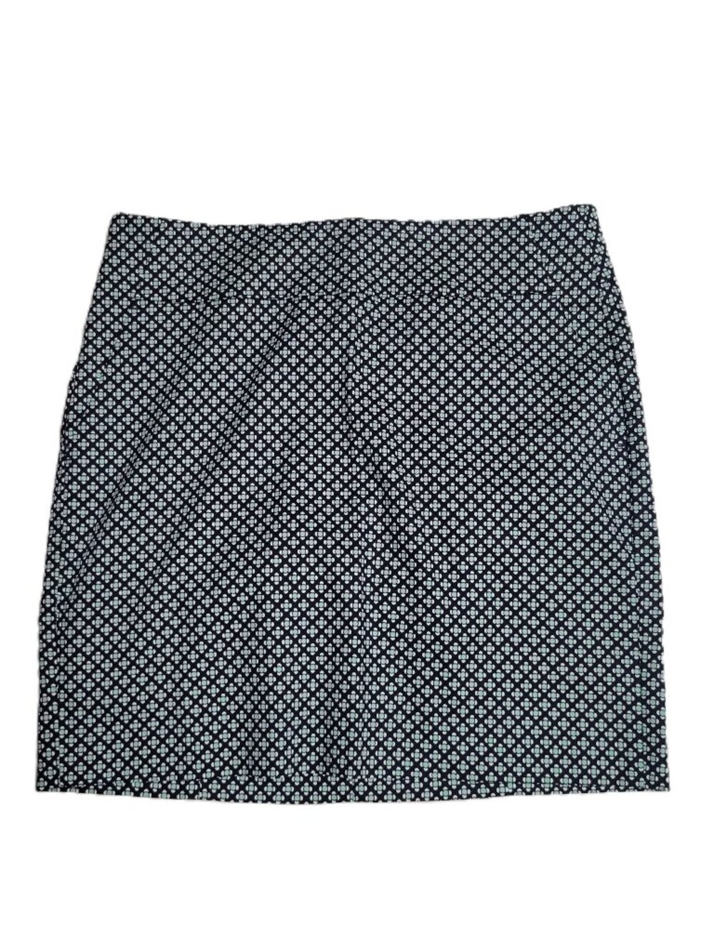 Ann Taylor Skirt Size 8 Navy Mint Geometric Print Pencil Work Office